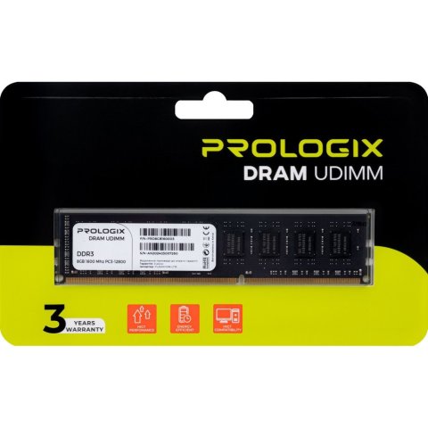 Модуль памяти для компьютера DDR3 8GB 1600 MHz Prologix (PRO8GB1600D3) - Нулевой остаток (Feed)  - Нулевой остаток (Feed) 