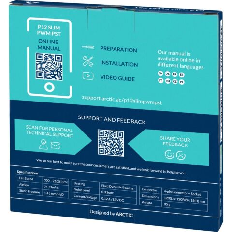 Кулер для корпуса Arctic P12 Slim PWM PST (ACFAN00187A) - Нулевой остаток (Feed)  - Нулевой остаток (Feed) 