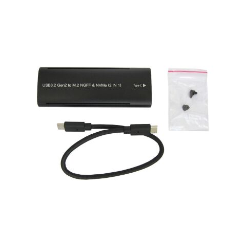 Карман внешний Dynamode M.2 SSD NVMe/SATA combo USB3.2 GEN2 Type-C aluminium black (DM-CAD-SSD10) - Нулевой остаток (Feed)  - Нулевой остаток (Feed) 