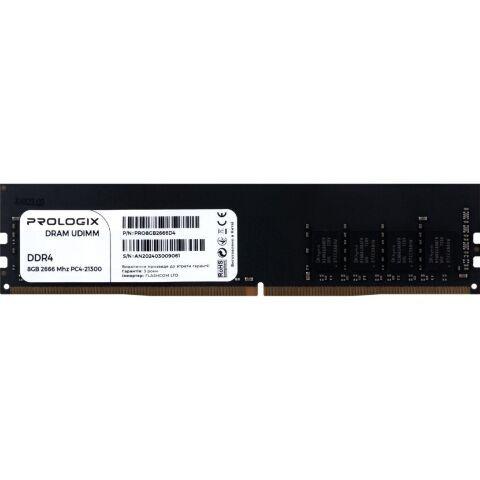 Модуль памяти для компьютера DDR4 8GB 2666 MHz Prologix (PRO8GB2666D4) - Нулевой остаток (Feed) - Нулевой остаток (Feed)