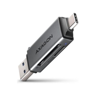 Считыватель флеш-карт AXAGON USB-C + USB-A to SD/microSD 5Gbps gray (CRE-DAC)