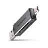 Считыватель флеш-карт AXAGON USB-C + USB-A to SD/microSD 5Gbps gray (CRE-DAC)