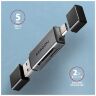 Считыватель флеш-карт AXAGON USB-C + USB-A to SD/microSD 5Gbps gray (CRE-DAC)