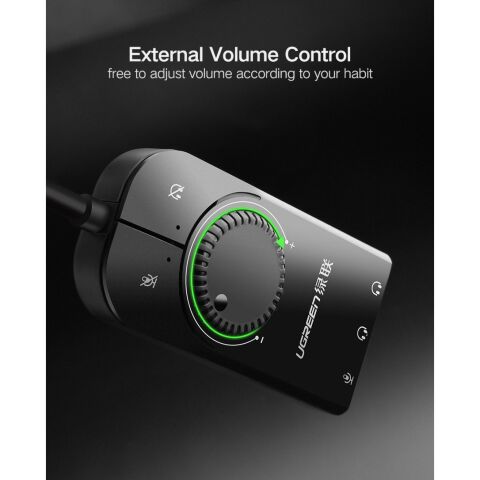 Звуковая плата Ugreen CM129 black (40964) - Нулевой остаток (Feed)  - Нулевой остаток (Feed) 
