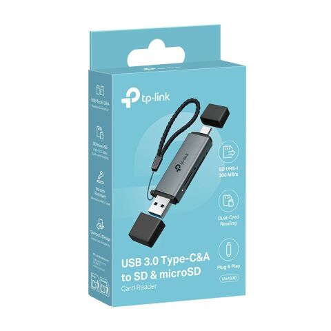 Считыватель флеш-карт TP-Link USB-C + USB 2.0 SD + TF silver (UA430D) - Нулевой остаток (Feed)  - Нулевой остаток (Feed) 