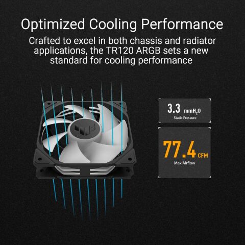 Кулер для корпуса ASUS TUF GAMING TR120 FAN ARGB BLACK (90DA0090-B09000) - Нулевой остаток (Feed)  - Нулевой остаток (Feed) 