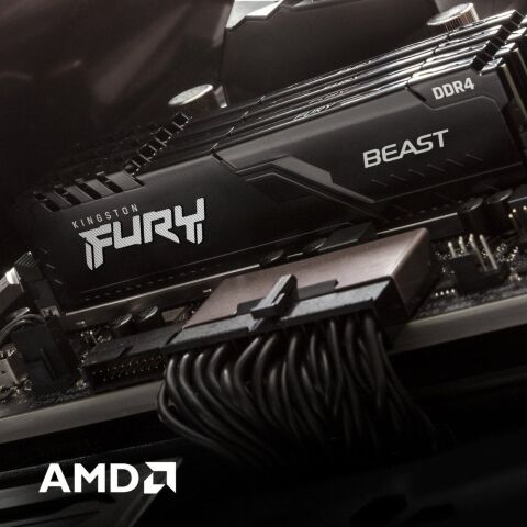 Модуль памяти для компьютера DDR4 16GB 3200 MHz Beast Black Kingston Fury (ex.HyperX) (KF432C16BB1/16WP) - Нулевой остаток (Feed)  - Нулевой остаток (Feed) 