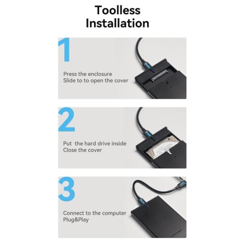 Карман внешний Vention 2.5" HDD/SSD USB 3.0 Micro-B Black (KPAB0) - Аксессуары к HDD - Аксессуары к HDD