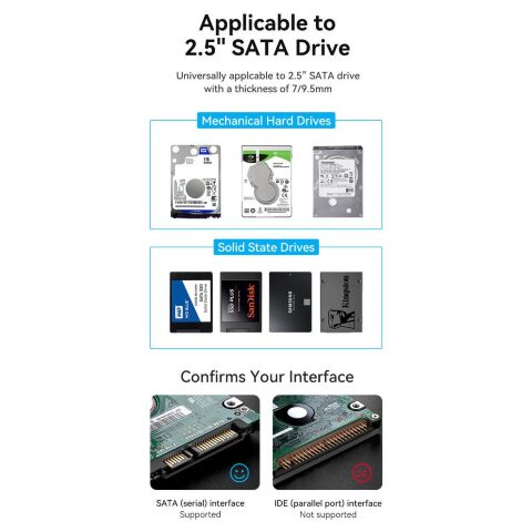 Карман внешний Vention 2.5" HDD/SSD USB 3.0 Micro-B Black (KPAB0) - Аксессуары к HDD - Аксессуары к HDD
