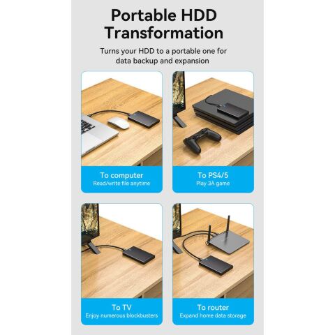 Карман внешний Vention 2.5" HDD/SSD USB 3.0 Micro-B Black (KPAB0) - Аксессуары к HDD - Аксессуары к HDD