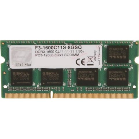 Модуль памяти для ноутбука SoDIMM DDR3 8GB 1600 MHz G.Skill (F3-1600C11S-8GSQ) - Нулевой остаток (Feed)  - Нулевой остаток (Feed) 