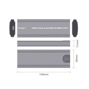 Карман внешний Dynamode M.2 SSD NVMe/SATA combo USB3.2 GEN2 USB-C (DM-CAD-SSD05)