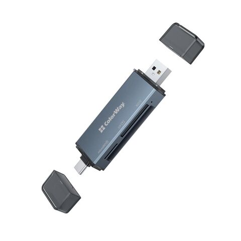 Считыватель флеш-карт ColorWay USB 2.0/USB-C to CF/SD/MicroSD (CW-CR-01) - Нулевой остаток (Feed)  - Нулевой остаток (Feed) 