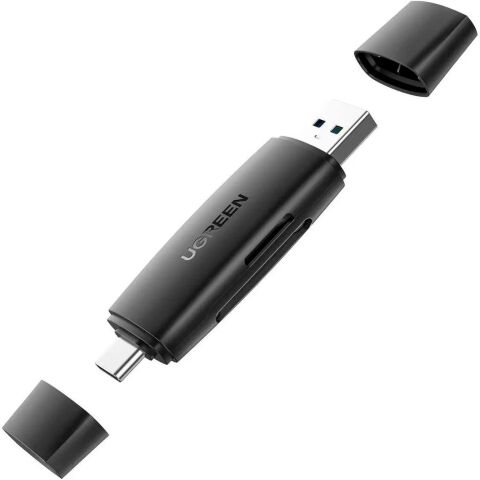 Считыватель флеш-карт Ugreen USB-C + USB to TF/SD 3.0 CM304 black (80191) - Нулевой остаток (Feed)  - Нулевой остаток (Feed) 
