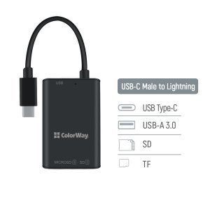 Считыватель флеш-карт ColorWay USB-C to USB 3.0/SD/MicroSD (CW-CR-02)