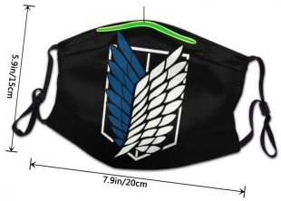 Маска защитная для лица Attack on Titan Атака титанов Разведкорпус + 2 угольных фильтра