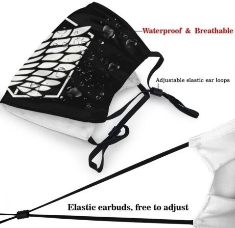 Маска захисна для обличчя Attack on Titan Атака титанів Розвідкорпус + 2 вугільні фільтри -   -  