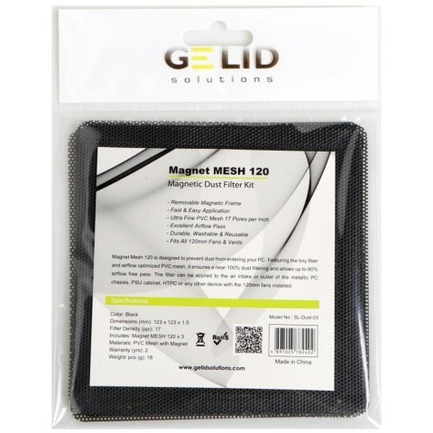 Пылевой фильтр для ПК Gelid Solutions MAGNET MESH DUST FILTER 120 3pcs (SL-Dust-03) - Нулевой остаток (Feed)  - Нулевой остаток (Feed)