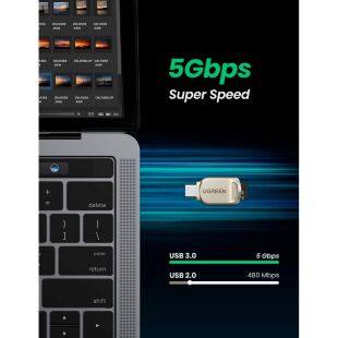 Считыватель флеш-карт UGREEN USB-C to TF 3.0 CM331 Light Golden (80124)