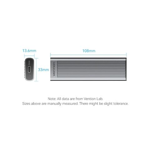 Карман внешний Vention SSD M.2 (NVME) M-key USB Type-C 3.2 10Gbps Heat Sink Aluminum (KPKH0) - Аксессуары к HDD - Аксессуары к HDD