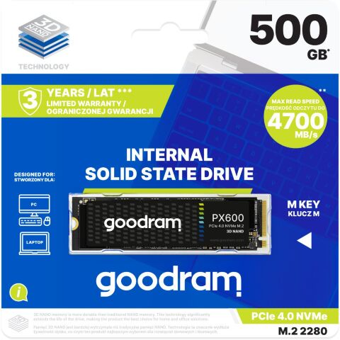 Накопитель SSD M.2 2280 500GB PX600 Goodram (SSDPR-PX600-500-80) - Нулевой остаток (Feed)  - Нулевой остаток (Feed) 