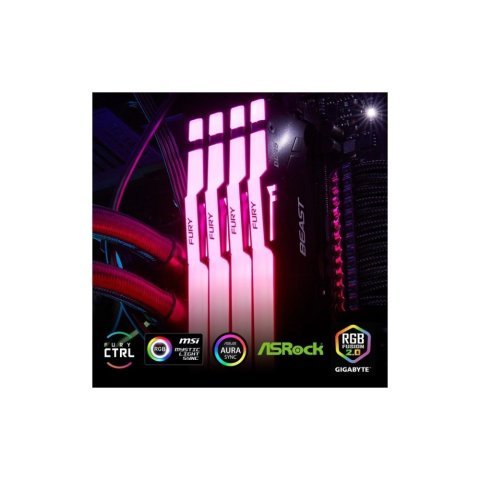 Модуль памяти для компьютера DDR5 128GB (2x64GB) 5600 MHz Beast RGB Kingston Fury (ex.HyperX) (KF556C40BBAK2-128) - Модули памяти для компьютера  - Модули памяти для компьютера 