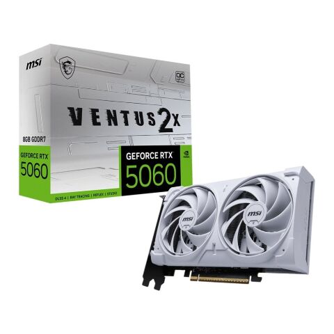 Видеокарта MSI GeForce RTX5060 8Gb VENTUS 2X OC WHITE (RTX 5060 8G VENTUS 2X OC WHITE) - Видеокарты - Видеокарты