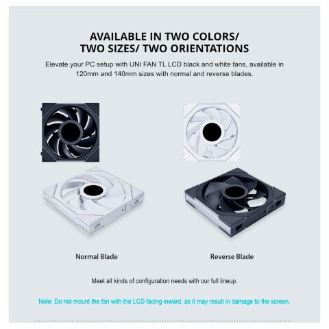 Кулер для корпуса Lian Li TL LCD 120-1, Black Cooler (G99.12TLLCD1B.00) - Нулевой остаток (Feed) - Нулевой остаток (Feed)