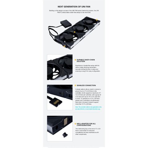 Кулер для корпуса Lian Li TL LCD 120-1, Black Cooler (G99.12TLLCD1B.00) - Нулевой остаток (Feed) - Нулевой остаток (Feed)
