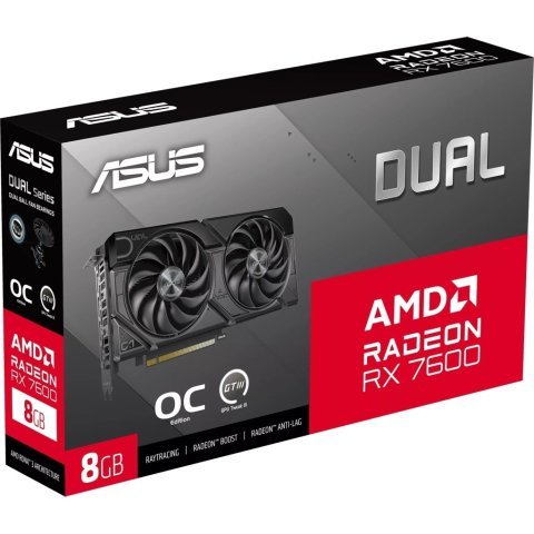 Видеокарта ASUS Radeon RX 7600 8Gb DUAL OC EVO (DUAL-RX7600-O8G-EVO) - Нулевой остаток (Feed)  - Нулевой остаток (Feed)