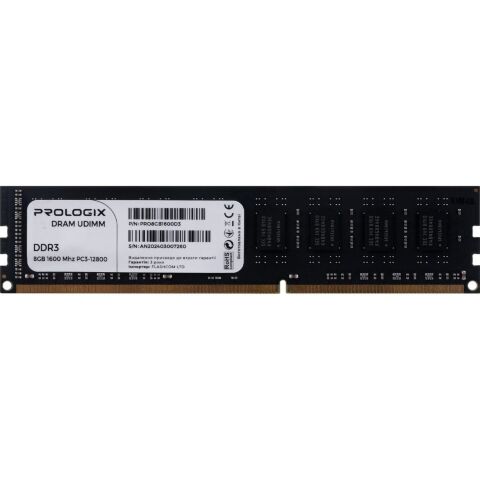 Модуль памяти для компьютера DDR3 8GB 1600 MHz Prologix (PRO8GB1600D3) - Нулевой остаток (Feed)  - Нулевой остаток (Feed) 
