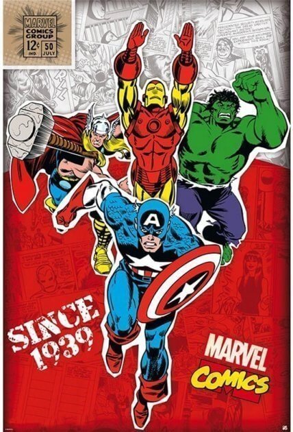 Постер Abystyle Marvel "Heroes 1939" Poster Марвел Герои 1939 плакат 91*61 см -   -  