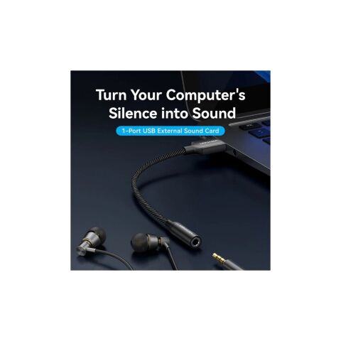 Звуковая плата VENTION USB AM to 3.5mm F 0.25m (4pin) 96kHz/24bit DSP noise reduction (CVEBC) - Звуковые платы - Звуковые платы