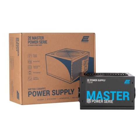 Блок питания 2E MASTER POWER (750W), >80, 80+ White, 120mm, 1xMB 24pin(20+4), 1xCPU 8pin(4+4), 3xMolex, 5xSATA, (2E-MP750-120APFC) - Нулевой остаток (Feed)  - Нулевой остаток (Feed) 