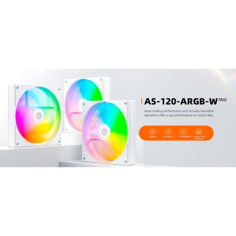 Кулер для корпуса ID-Cooling AS-120-ARGB-W TRIO - Вентиляторы к корпусам - Вентиляторы к корпусам