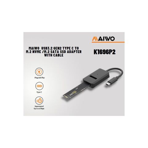 Карман внешний Maiwo M.2 NVMe/SATA SSD combo USB3.2 Gen2 Type-C (K1696P2) - Аксессуары к HDD  - Аксессуары к HDD 