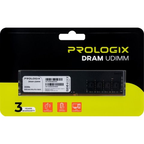Модуль памяти для компьютера DDR4 8GB 2400 MHz Prologix (PRO8GB2400D4) - Нулевой остаток (Feed)  - Нулевой остаток (Feed)