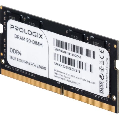 Модуль памяти для ноутбука SoDIMM DDR4 16GB 3200 MHz Prologix (PRO16GB3200D4S) - Модули памяти к ноутбукам - Модули памяти к ноутбукам
