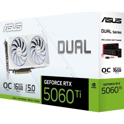 Видеокарта ASUS GeForce RTX5060Ti 16Gb DUAL WHITE OC (DUAL-RTX5060TI-O16G-WHITE) - Нулевой остаток (Feed)  - Нулевой остаток (Feed) 