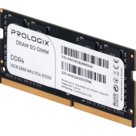 Модуль памяти для ноутбука SoDIMM DDR4 16GB 2666 MHz Prologix (PRO16GB2666D4S) - Нулевой остаток (Feed) - Нулевой остаток (Feed)