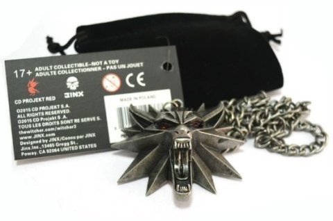 Кулон 3D Ведьмак (The Witcher) медальон Геральт металл красные глаза -   -  