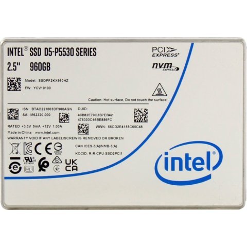 Накопитель SSD U.2 2.5" 960GB D5-P5530 15mm INTEL (SSDPF2KX960HZN1) - Нулевой остаток (Feed) - Нулевой остаток (Feed)