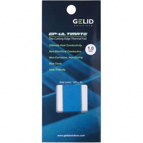 Термопрокладка Gelid Solutions 15W/mK 120x20x1.0 mm (TP-GP04-R-B) - Акссесуары к системам охлаждения  - Акссесуары к системам охлаждения 