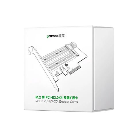 Контроллер Ugreen PCI-E 3.0 for SSD M.2 NVMe + M.2 NGFF CM302 (70504) - Нулевой остаток (Feed) - Нулевой остаток (Feed)