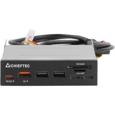 Считыватель флеш-карт Chieftec 3.5" 2xUSB3.2/2xType-C/1xPD3.0/1xQC3.0 USB (CRD-908H) - Нулевой остаток (Feed)  - Нулевой остаток (Feed) 