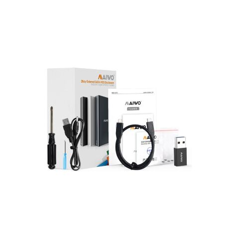Карман внешний Maiwo 2*HDD 2.5" SATA/SSD up to 9.5mm USB3.1 GEN2 Type-C, RAID 0,1 (K25272C) - Аксессуары к HDD  - Аксессуары к HDD 