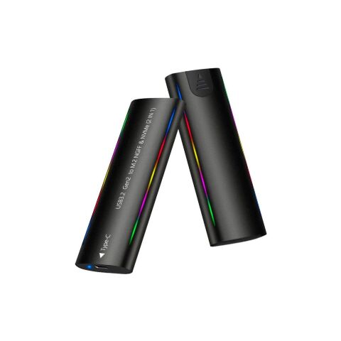 Карман внешний Dynamode M.2 SSD NVMe/SATA combo USB3.2 GEN2 Type-C aluminium black (DM-CAD-SSD10) - Нулевой остаток (Feed)  - Нулевой остаток (Feed) 