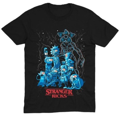 Футболка Morze Rick and Morty as Stranger Things T-Shirt Рик и морти как Очень странные дела (размер L) -   -