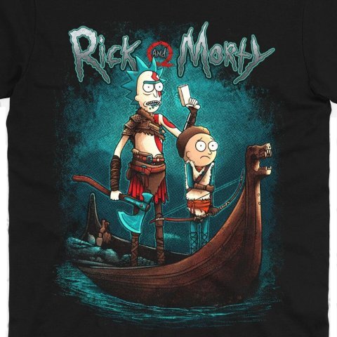 Футболка Morze Rick and Morty as God of War T-Shirt Рик и морти как Бог войны (размер L) -   -