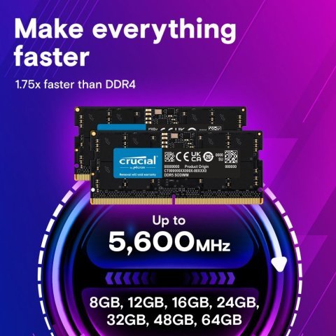 Модуль памяти для ноутбука SoDIMM DDR5 32GB (2x16GB) 4800 MHz Micron (CT2K16G48C40S5) - Нулевой остаток (Feed)  - Нулевой остаток (Feed) 